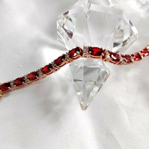 NIB Stauer DiamondArua® Stress Free Ruby Tennis Bracelet 7 1/2"